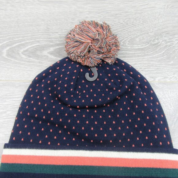 L.L. Bean Pom Beanie Cap Unisex One Size Fit Navy Multi NEW - Picture 6 of 9